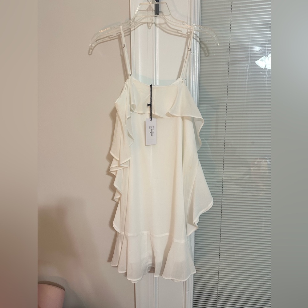 Love Riche White Ruffled Asymmetrical Sundress - Picture 2 of 4